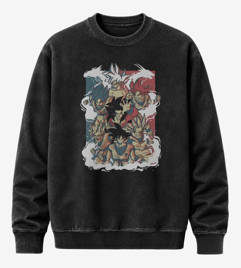 Poleron Polo Acid Wash Negro de Todos los Gokus