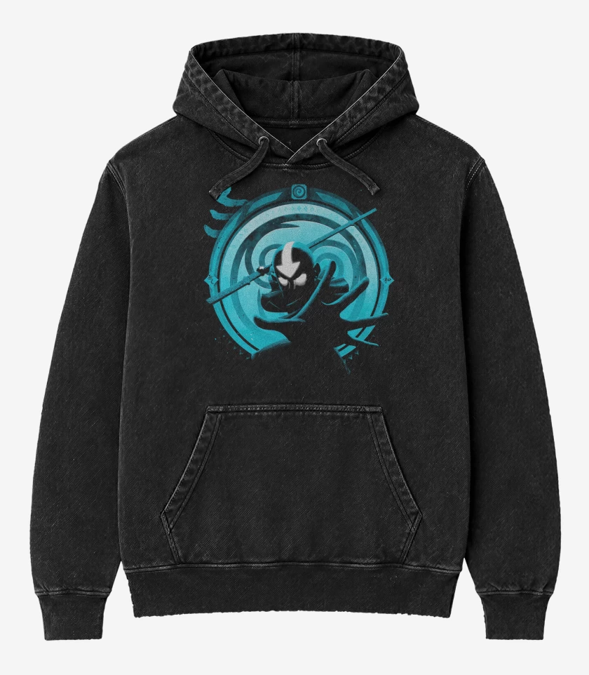 Poleron Canguro Acid Wash Negro de Maestro aire