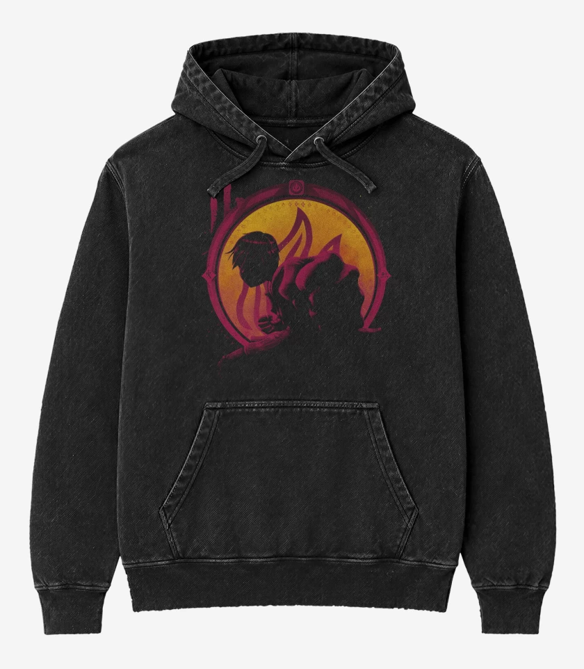 Poleron Canguro Acid Wash Negro de Maestro fuego