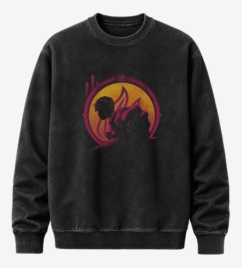 Poleron Polo Acid Wash Negro de Maestro fuego