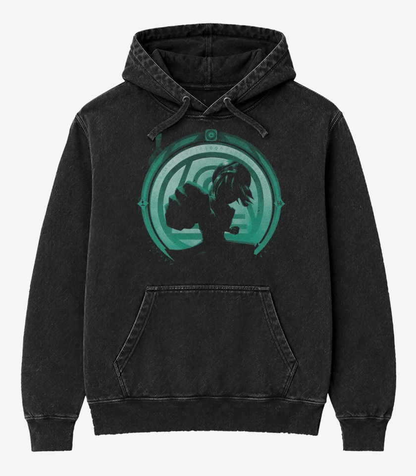 Poleron Canguro Acid Wash Negro de Maestro tierra