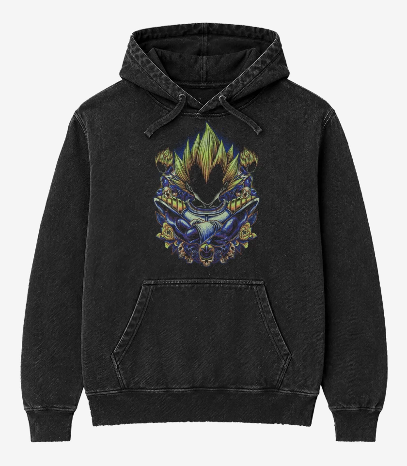 Poleron Canguro Acid Wash Negro de New Vegeta