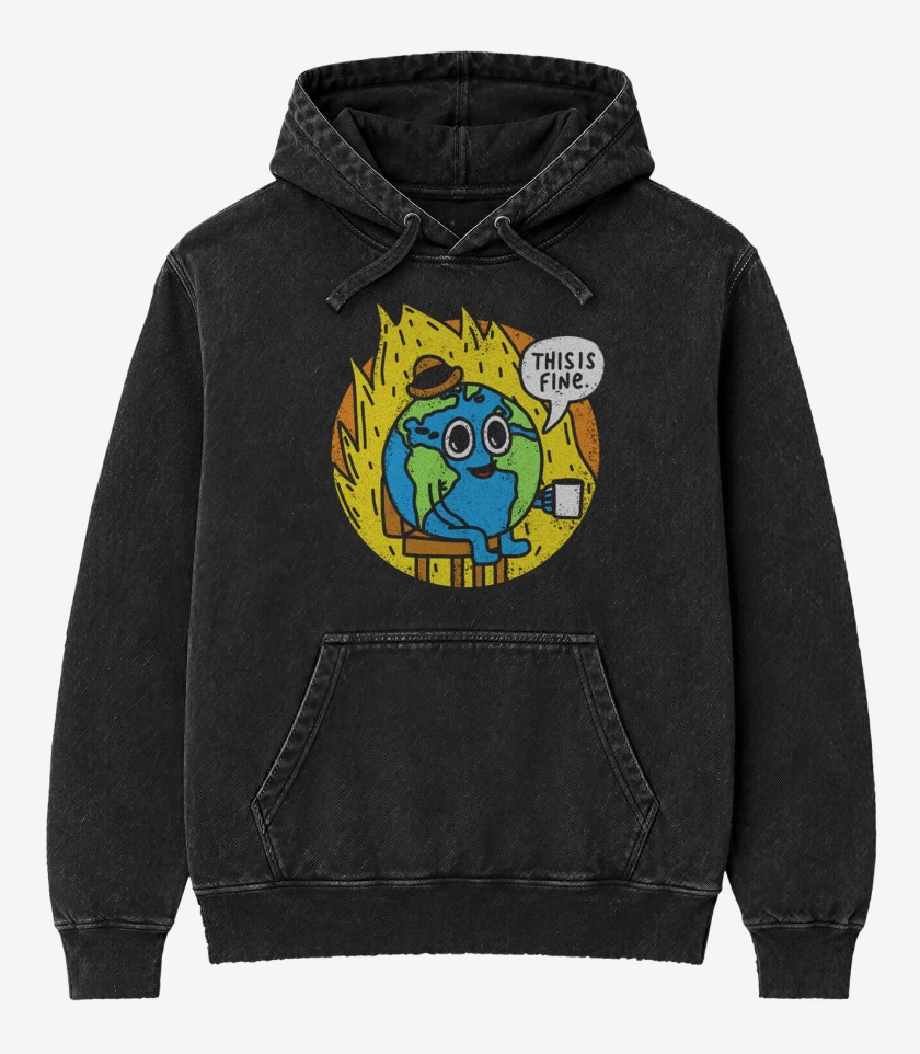 Poleron Canguro Acid Wash Negro de Tierra Fine