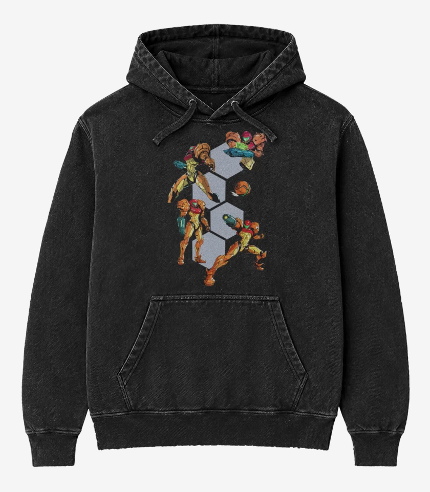 Poleron Canguro Acid Wash Negro de Samu