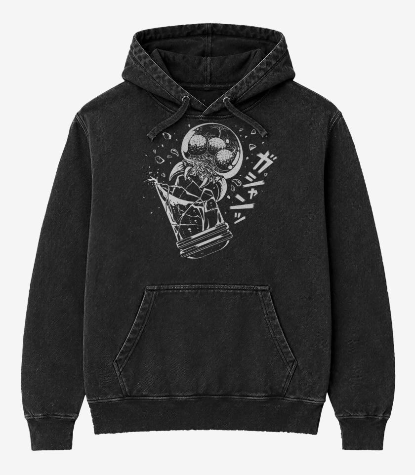Poleron Canguro Acid Wash Negro de metroi 3