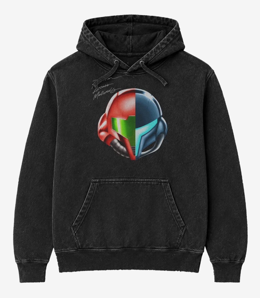 Poleron Canguro Acid Wash Negro de random access metroid