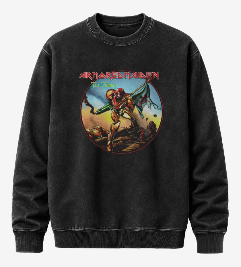 Poleron Polo Acid Wash Negro de armored maiden