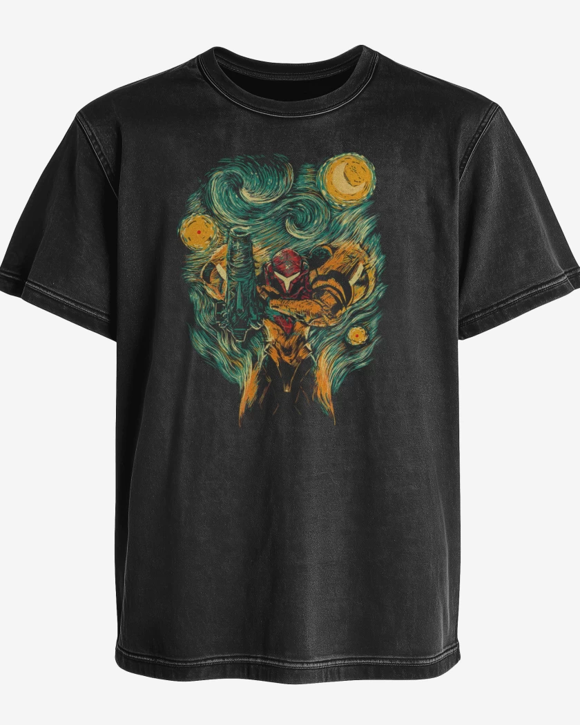 Polera desgastada Negro de metroid 5