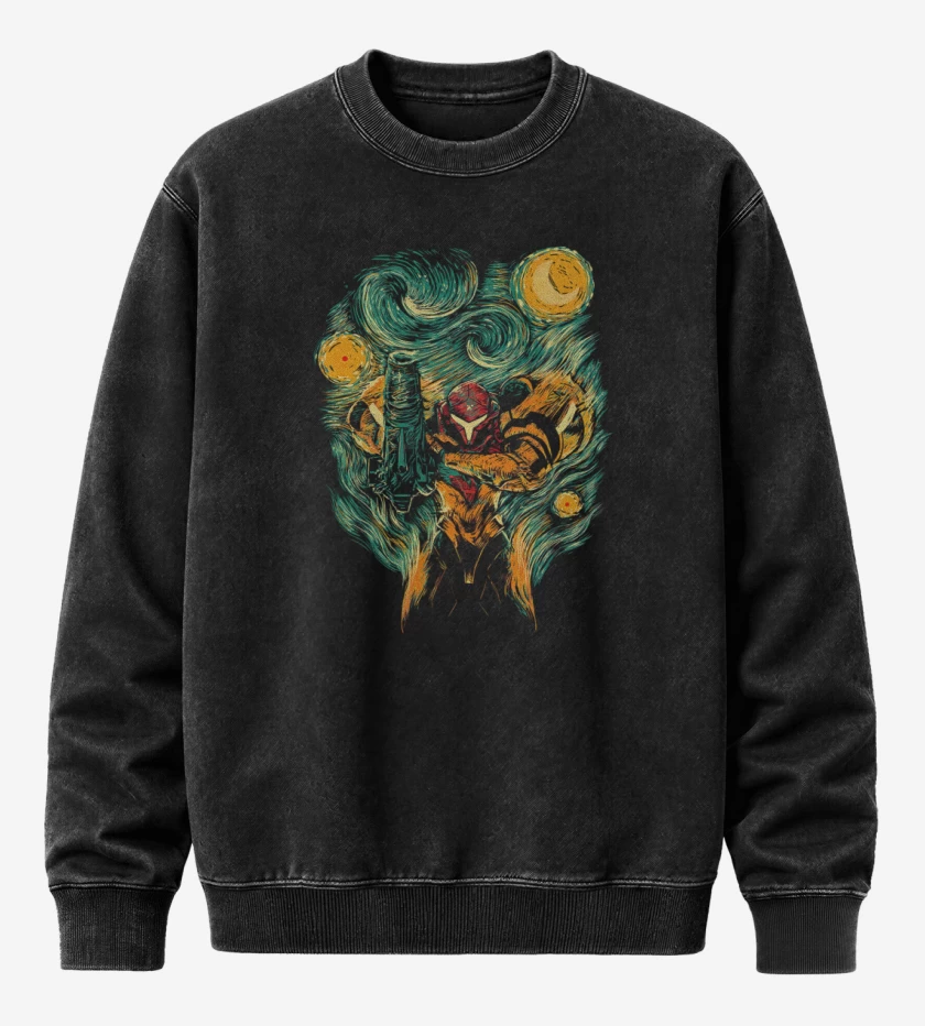 Poleron Polo Acid Wash Negro de metroid 5