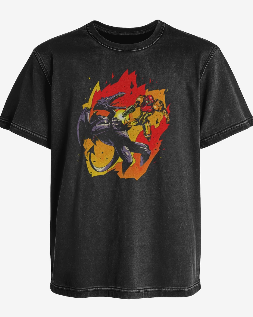 Polera desgastada Negro de metroi 6