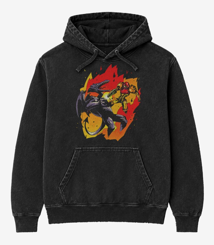 Poleron Canguro Acid Wash Negro de metroi 6