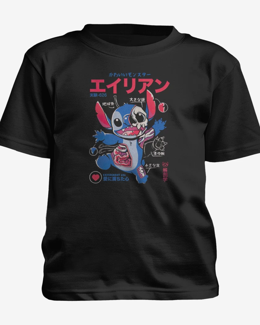 Polera de niño Negro de Stitch japo