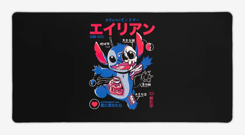 Mouse pad Gamer Negro de Stitch japo