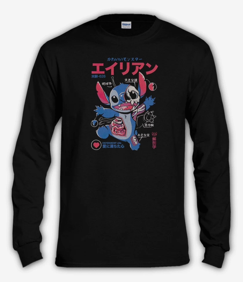 Polera manga larga Negro de Stitch japo
