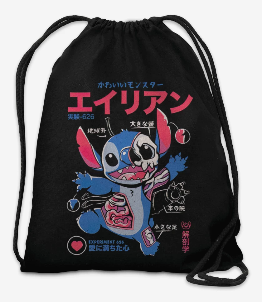 Mochila Negro de Stitch japo