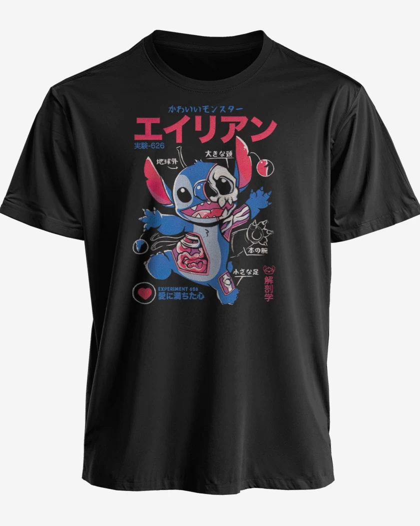 Polera premium Negro de Stitch japo