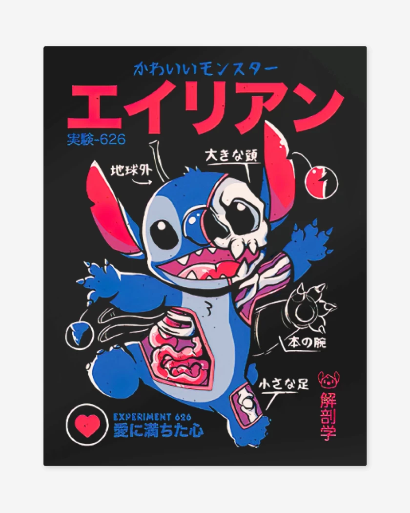 Print metalico Negro de Stitch japo