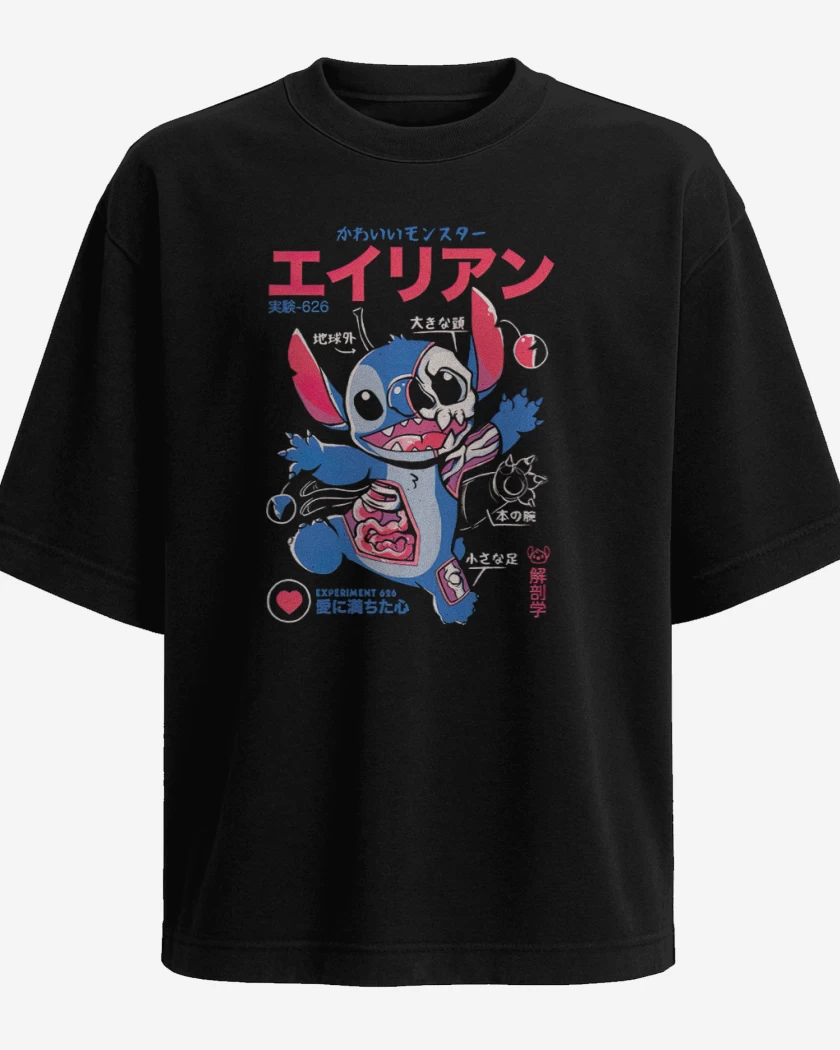 Polera Oversize Negro de Stitch japo