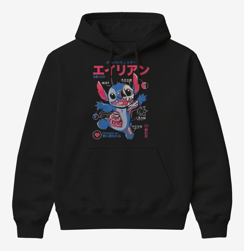 Poleron Canguro básico Negro de Stitch japo