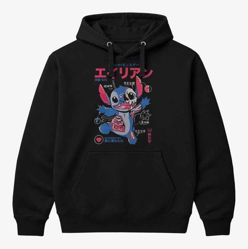 Polerón Canguro Negro de Stitch japo