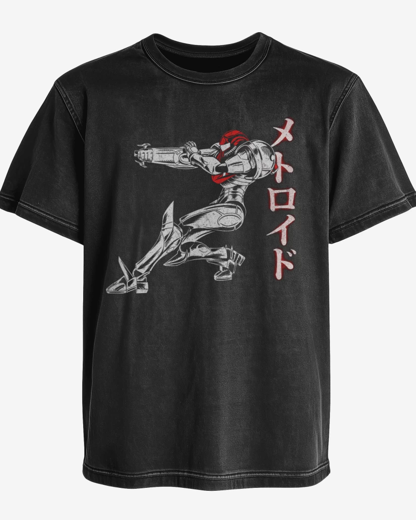 Polera desgastada Negro de Metroi 7