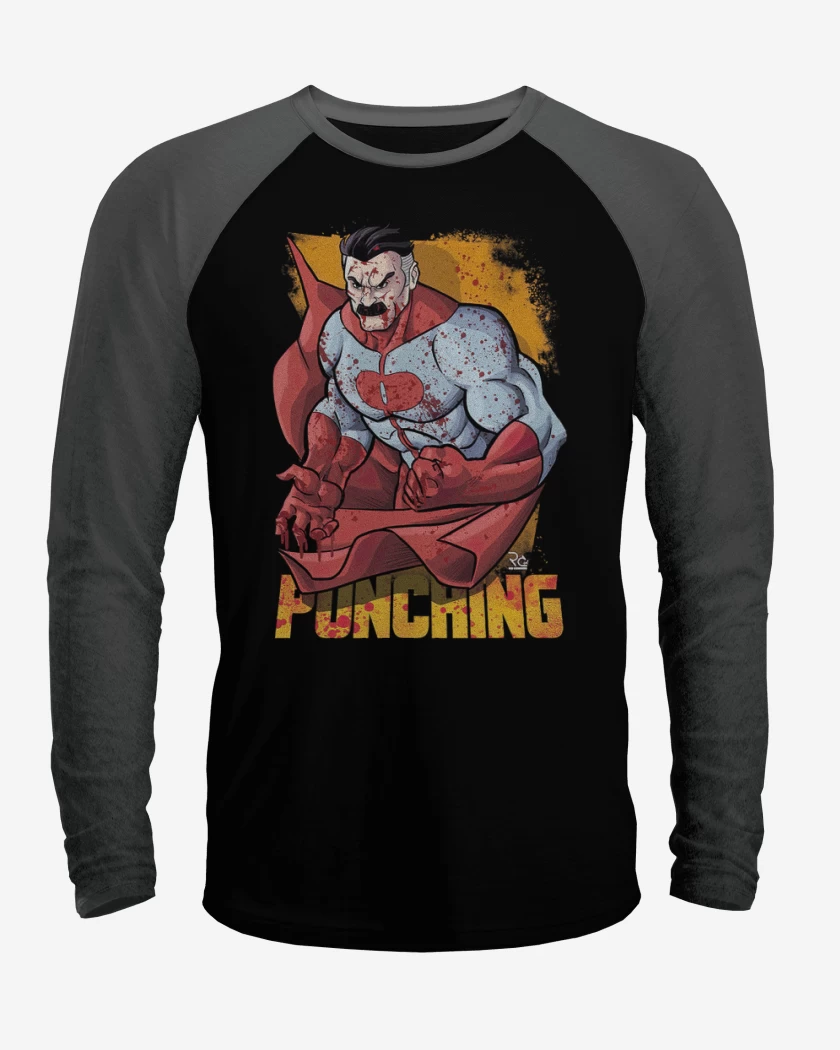 Polera Raglan Negro / Negro Heather de Omni man