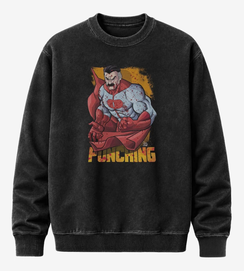 Poleron Polo Acid Wash Negro de Omni man