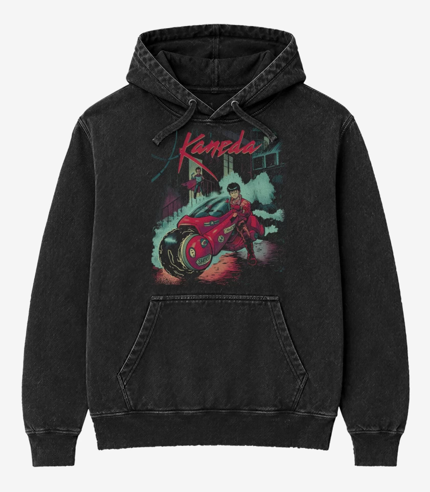 Poleron Canguro Acid Wash Negro de Neotokio