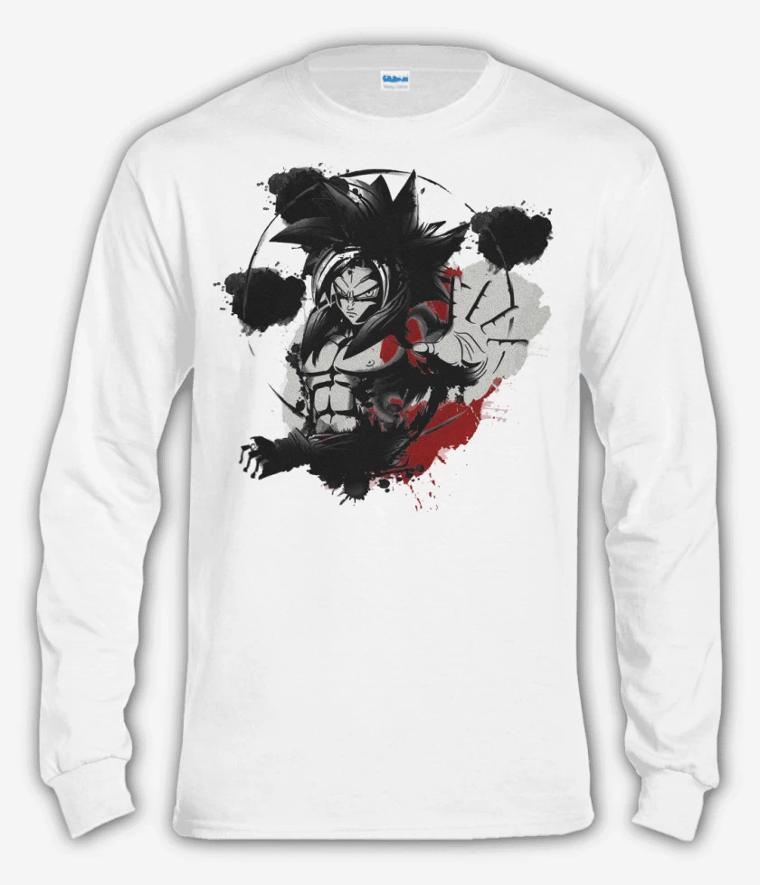 Polera manga larga Blanco de Goku ssj4