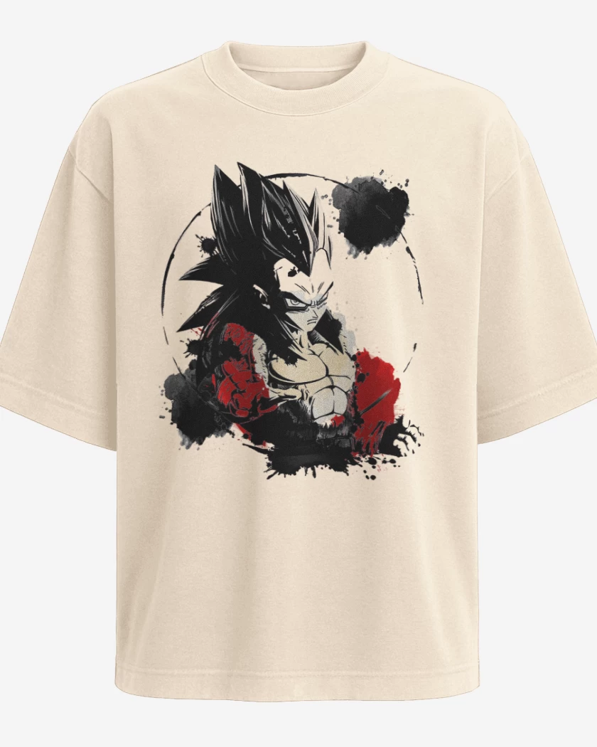 Polera Oversize Beige de Vegeta ssj4
