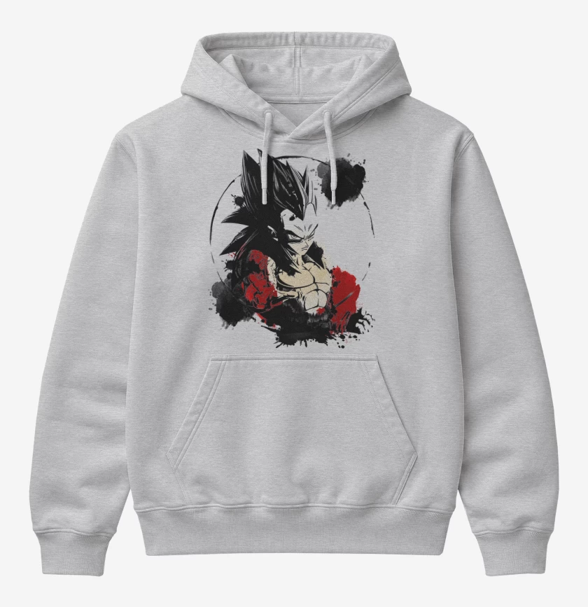 Poleron Canguro básico Gris Melange de Vegeta ssj4