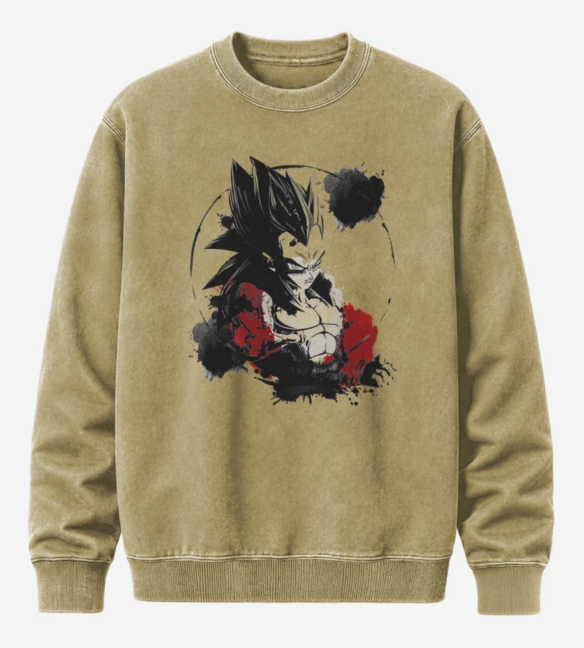 Poleron Polo Acid Wash Beige de Vegeta ssj4