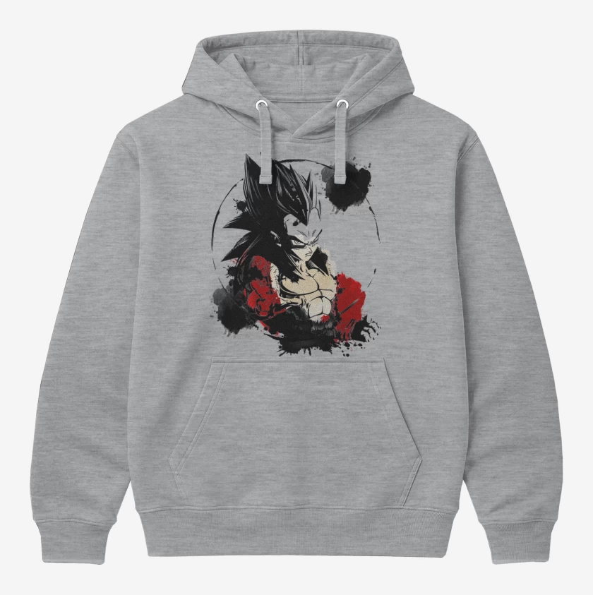 Polerón Canguro Gris Melange de Vegeta ssj4