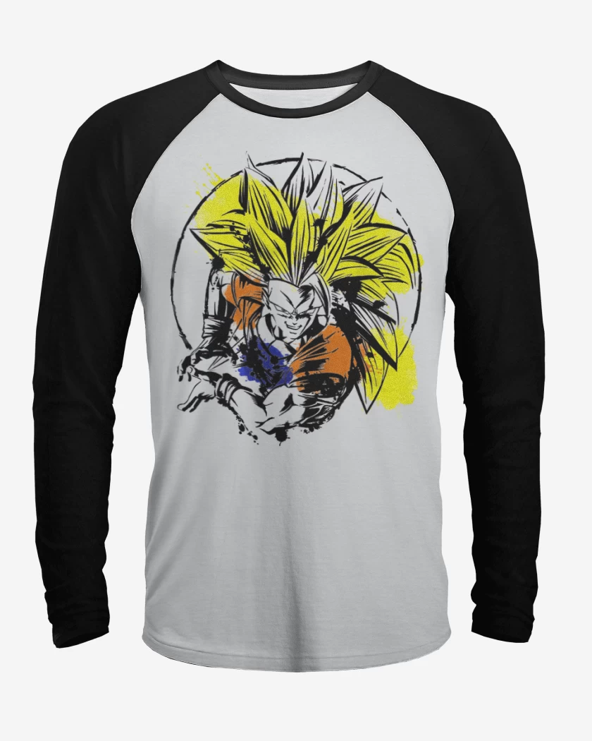 Polera Raglan Blanco / Negro de ssj3