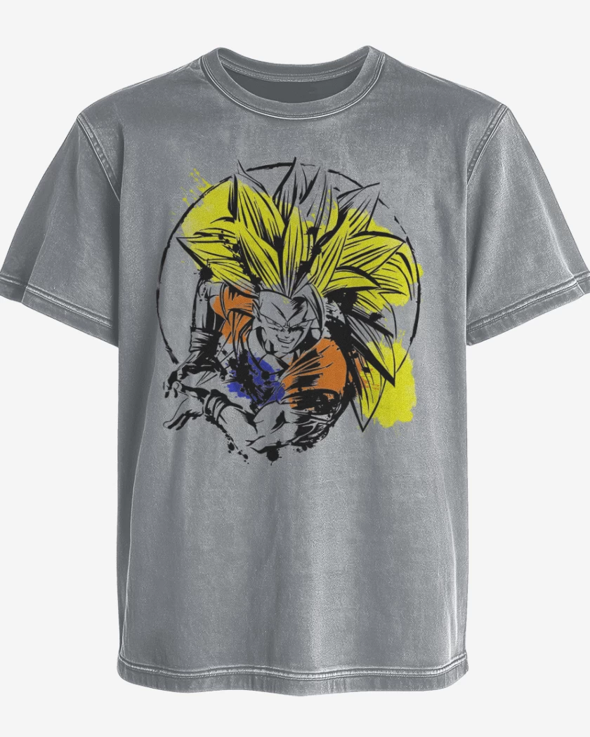 Polera desgastada Gris Melange de ssj3