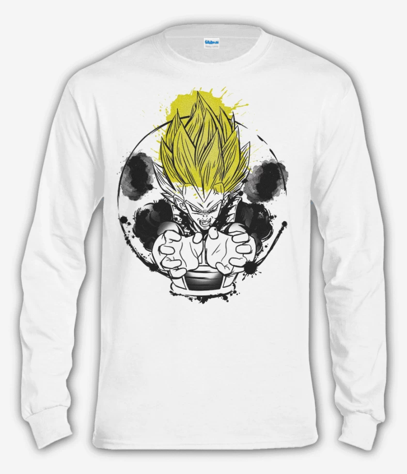 Polera manga larga Blanco de Principe saiyans