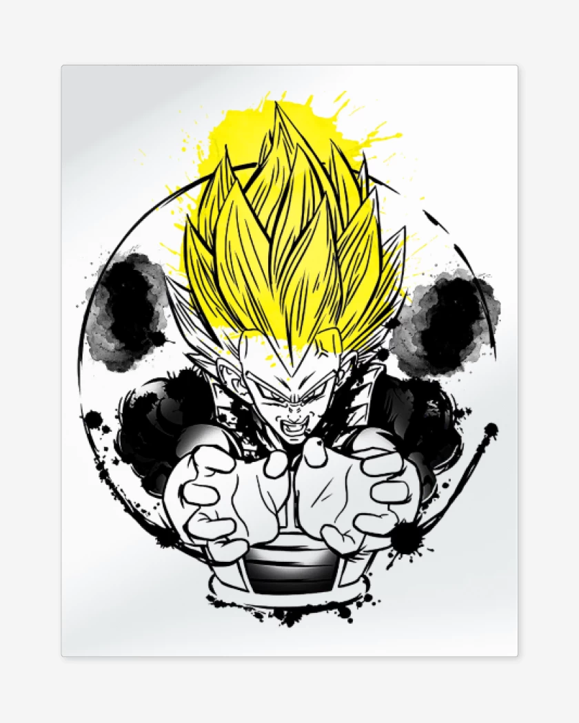 Print metalico Blanco de Principe saiyans