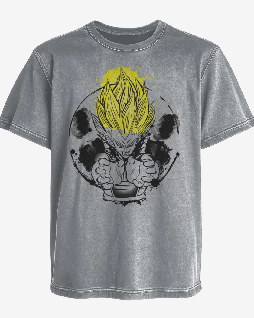 Polera desgastada Gris Melange de Principe saiyans