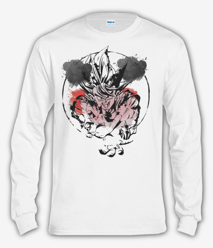 Polera manga larga Blanco de Goku colors