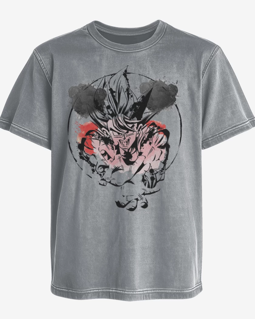 Polera desgastada Gris Melange de Goku colors