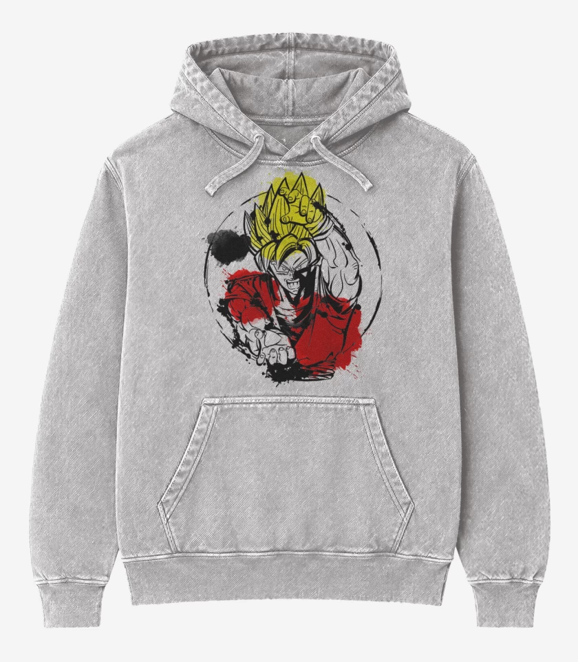 Poleron Canguro Acid Wash Gris Melange de Ssj2
