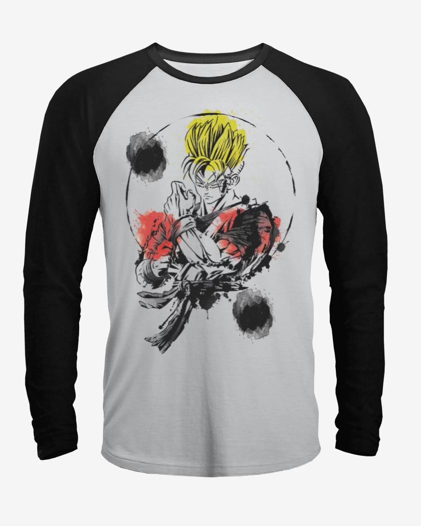 Polera Raglan Blanco / Negro de Gohan del futuro