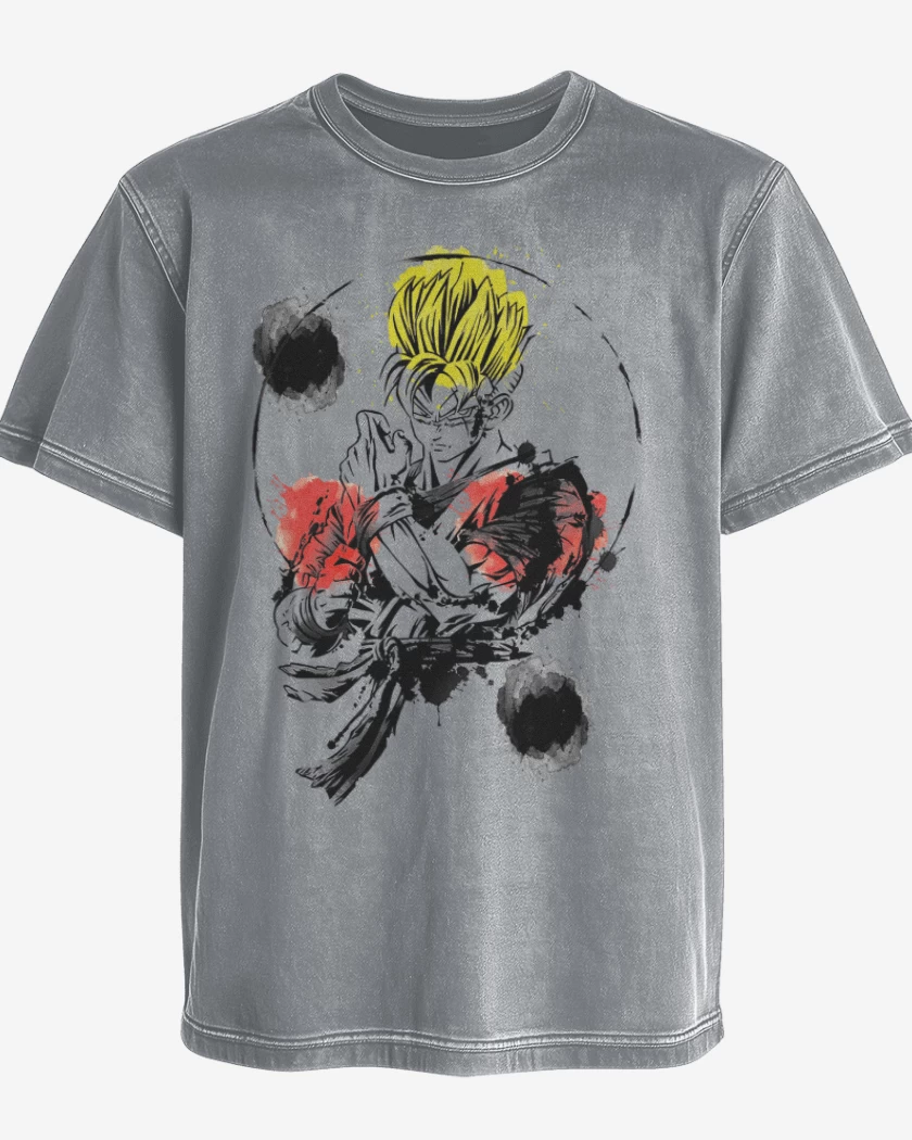 Polera desgastada Gris Melange de Gohan del futuro