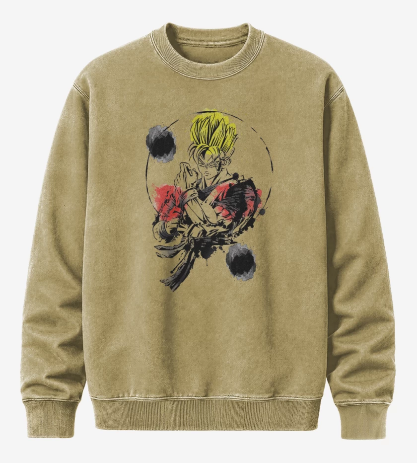Poleron Polo Acid Wash Beige de Gohan del futuro