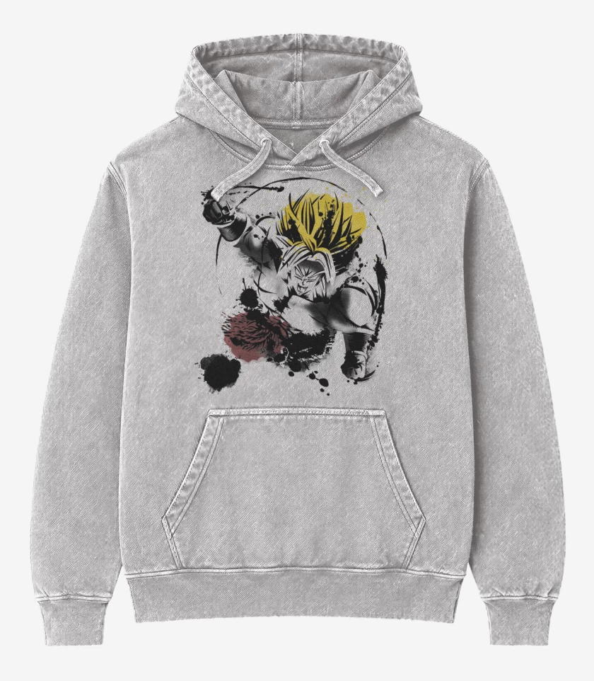Poleron Canguro Acid Wash Gris Melange de Brooly