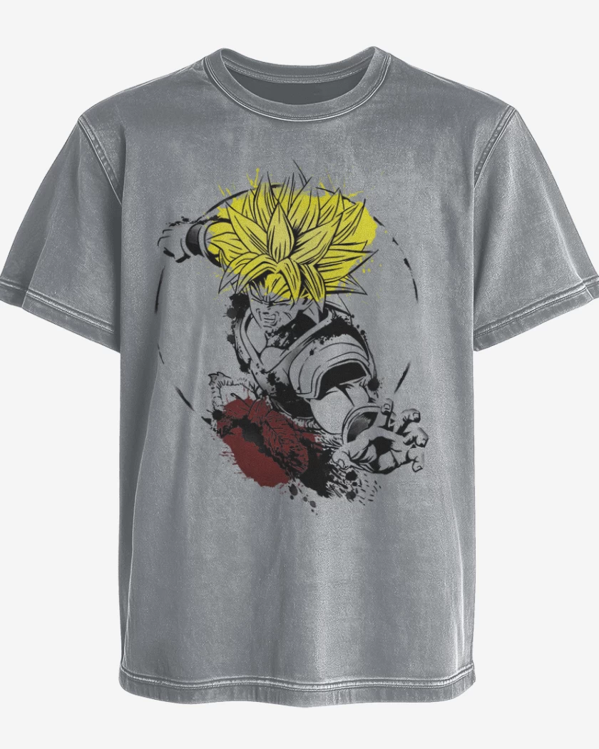 Polera desgastada Gris Melange de Broly lengendario