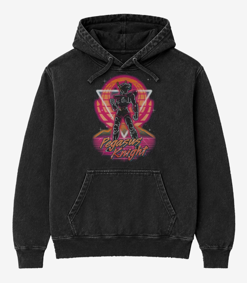 Poleron Canguro Acid Wash Negro de Pegasus