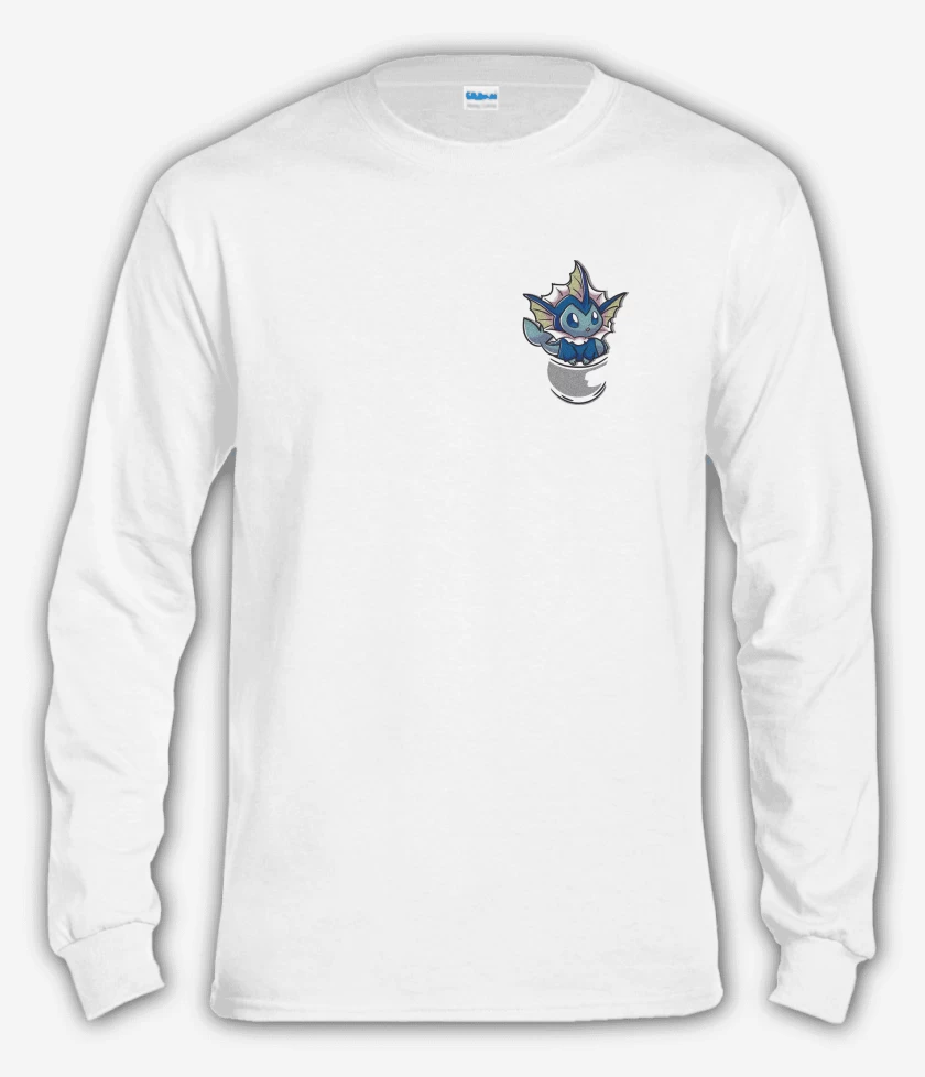 Polera manga larga Blanco de Vaporeon Bolsillo