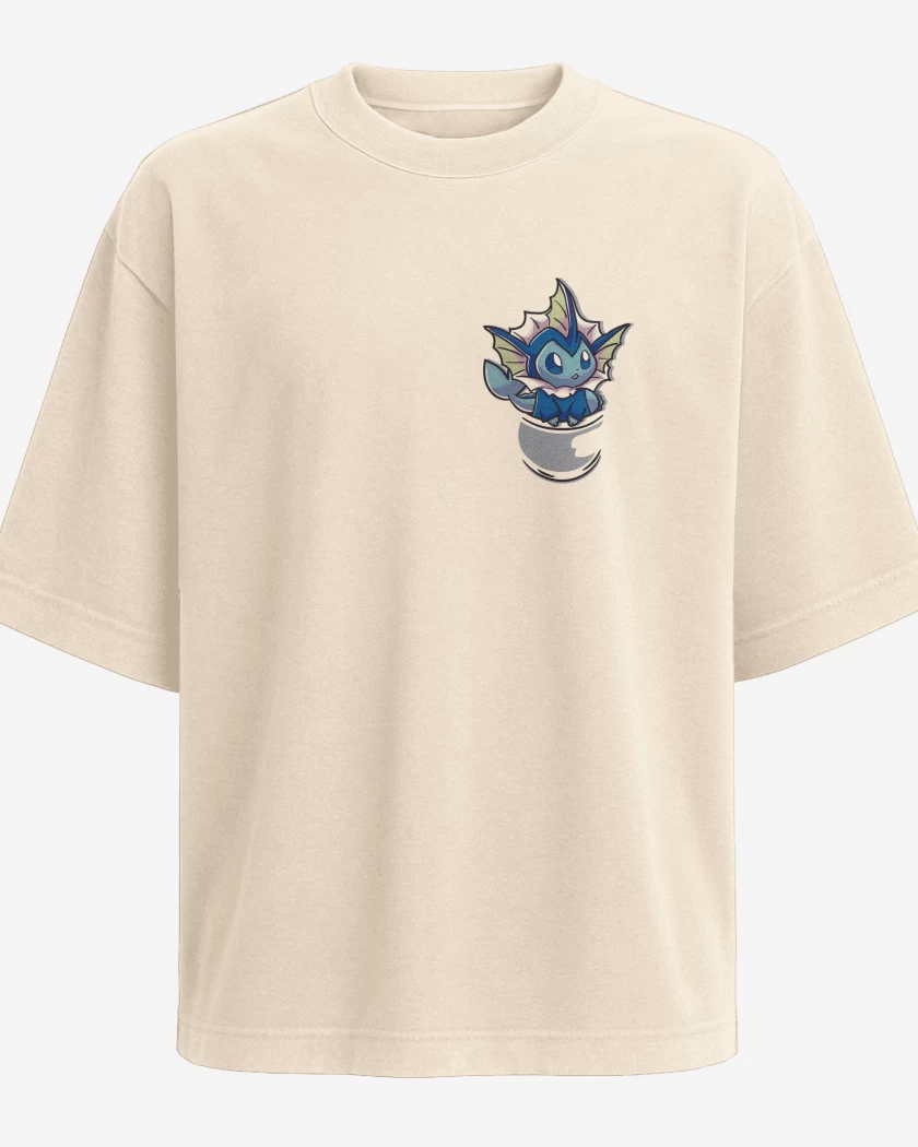 Polera Oversize Beige de Vaporeon Bolsillo