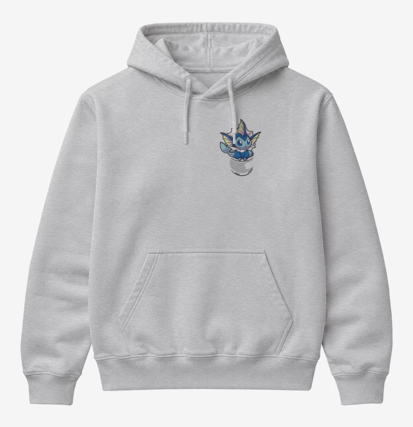 Poleron Canguro básico Gris Melange de Vaporeon Bolsillo